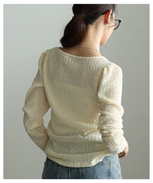 Sawa a la mode（サワアラモード）の「立体シャーリングショルダータックカットソー（Tシャツ/カットソー・レディース・ブラック/グレー/イエロー・FREE）」の19枚目の写真