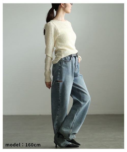 Sawa a la mode（サワアラモード）の「立体シャーリングショルダータックカットソー（Tシャツ/カットソー・レディース・ブラック/グレー/イエロー・FREE）」の14枚目の写真