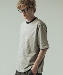 SLICK | 【SLICK/スリック】30/2 Micro Border Drawstring T-Shirt/マイクロボーダードローストリングTシャツ/オーバーサイズ シルエット(Tシャツ/カットソー)