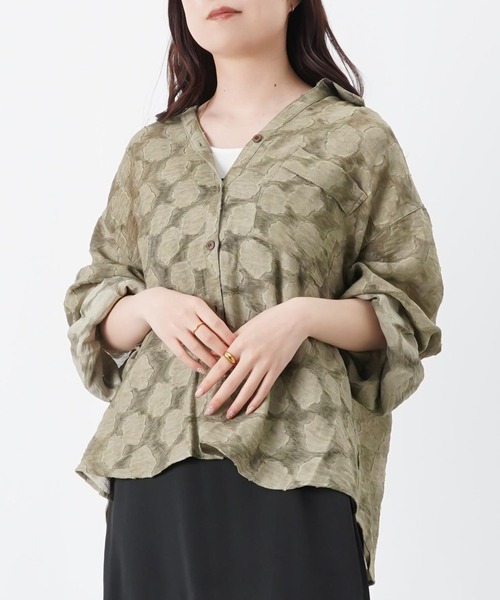 LUCA/LADY LUCK LUCA（ルカ/レディラックルカ）の「LC/LLL シアージャガードシャツ【セットアップ可】（シャツ/ブラウス・レディース・カーキ/グレー/ブラウン・FREE）」の3枚目の写真