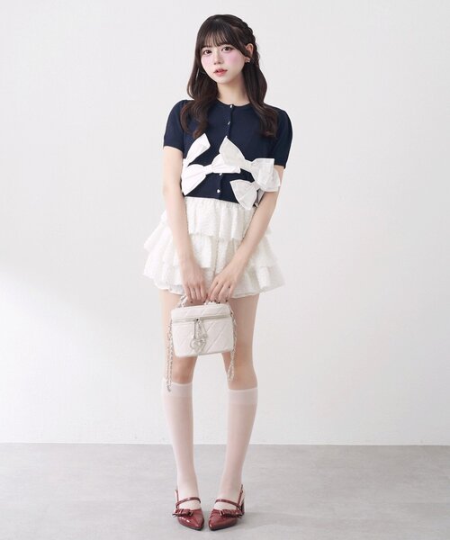 OLIVE des OLIVE(オリーブデオリーブ)の「【Belle Charme】Many Ribbon Cardigan(カーディガン/ボレロ・レディース・ネイビー/ブラック/トップグレー・FREE)」の9枚目の写真