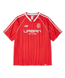 レトロストライプサッカーTシャツ_レッド