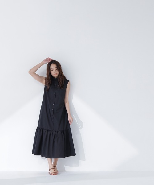 NATURAL BEAUTY BASIC(ナチュラルビューティーベーシック)の「ティアードベルテッドワンピース(ワンピース・レディース・オレンジ系その他/グレイッシュベージュ/ブラック・P/S/MEDIUM)」の6枚目の写真