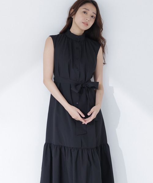 NATURAL BEAUTY BASIC(ナチュラルビューティーベーシック)の「ティアードベルテッドワンピース(ワンピース・レディース・オレンジ系その他/グレイッシュベージュ/ブラック・P/S/MEDIUM)」の7枚目の写真