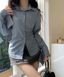 【EIZZ/アイズ】スリムフィット ストライプ ロングスリーブ シャツ