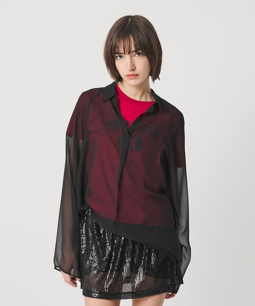 ATTISESSION（アティセッション）の「＜ATTISESSION＞ラグラン ポロカラーシャツ（シャツ/ブラウス・レディース・ブラック/ネイビー・38/36）」の3枚目の写真