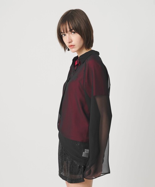 ATTISESSION（アティセッション）の「＜ATTISESSION＞ラグラン ポロカラーシャツ（シャツ/ブラウス・レディース・ブラック/ネイビー・38/36）」の4枚目の写真