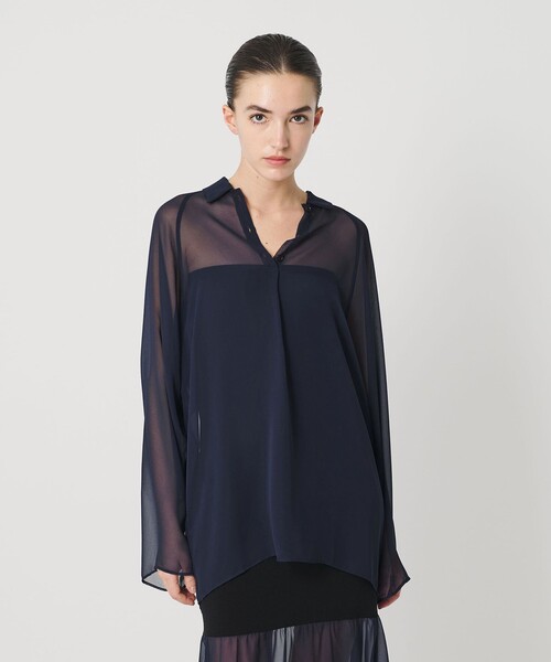 ATTISESSION（アティセッション）の「＜ATTISESSION＞ラグラン ポロカラーシャツ（シャツ/ブラウス・レディース・ブラック/ネイビー・38/36）」の6枚目の写真