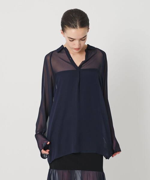 ATTISESSION（アティセッション）の「＜ATTISESSION＞ラグラン ポロカラーシャツ（シャツ/ブラウス・レディース・ブラック/ネイビー・38/36）」の7枚目の写真