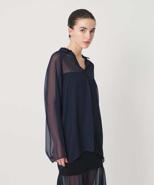 ATTISESSION（アティセッション）の「＜ATTISESSION＞ラグラン ポロカラーシャツ（シャツ/ブラウス・レディース・ブラック/ネイビー・38/36）」の8枚目の写真