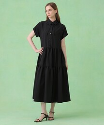モノトーンドットジャガードフレア ワンピース（ワンピース）｜ANAYI