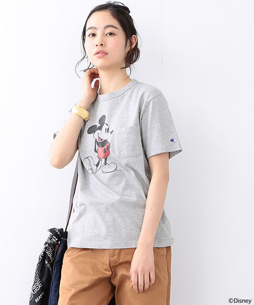 Champion（チャンピオン）の「CHAMPION×BEAMS BOY / ミッキーマウス ポケットT SPECIAL （Disney）（Tシャツ/カットソー・レディース・ホワイト/グレー/ネイビー・SMALL）」の3枚目の写真