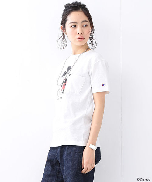 Champion（チャンピオン）の「CHAMPION×BEAMS BOY / ミッキーマウス ポケットT SPECIAL （Disney）（Tシャツ/カットソー・レディース・ホワイト/グレー/ネイビー・SMALL）」の18枚目の写真