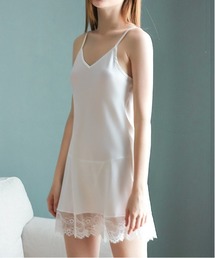 Jelly moo（ジェリームー）の「【 Jelly moo / ジェリームー 】 サテンタッチ レースヘム キャミワンピース（ワンピース）」