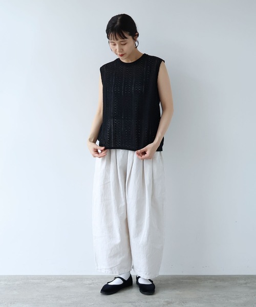 yuni(ユニ )の「crochet cotton lace no-sleeves pullover(Tシャツ/カットソー・レディース・ホワイト/ブラック・FREE)」の20枚目の写真