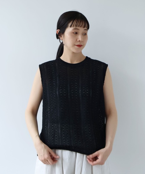 yuni(ユニ )の「crochet cotton lace no-sleeves pullover(Tシャツ/カットソー・レディース・ホワイト/ブラック・FREE)」の22枚目の写真