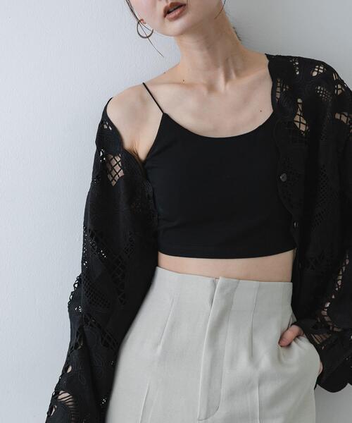 SENSE OF PLACE by URBAN RESEARCH（センスオブプレイスバイアーバンリサーチ）の「『接触冷感』汗ジミ防止カップツキバックオープンキャミソール（キャミソール・レディース・ブラック/オフホワイト/ブラウン・S/ONE）」の3枚目の写真