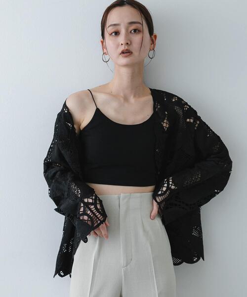 SENSE OF PLACE by URBAN RESEARCH（センスオブプレイスバイアーバンリサーチ）の「『接触冷感』汗ジミ防止カップツキバックオープンキャミソール（キャミソール・レディース・ブラック/オフホワイト/ブラウン・S/ONE）」の12枚目の写真