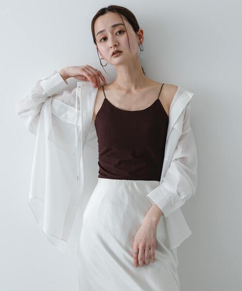 SENSE OF PLACE by URBAN RESEARCH（センスオブプレイスバイアーバンリサーチ）の「『接触冷感』汗ジミ防止カップツキバックオープンキャミソール（キャミソール・レディース・ブラック/オフホワイト/ブラウン・S/ONE）」の18枚目の写真