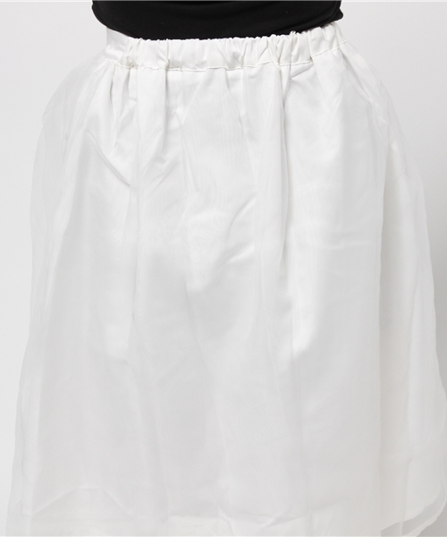 Luz Llena (philter)（ラズレナ　フィルター）の「ミモレ丈シフォンギャザースカート/フレアスカート（スカート・レディース・ライトカーキ/オフホワイト/サックスブルー・MEDIUM/LARGE）」の8枚目の写真