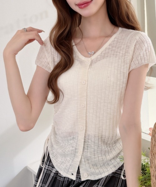 Ada.(エイダ)の「サイドドロスト Uネック シアー プルオーバー(Tシャツ/カットソー・レディース・ピンク/イエロー/アイボリー・FREE)」の2枚目の写真