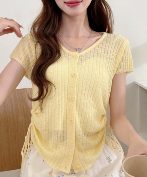 Ada.(エイダ)の「サイドドロスト Uネック シアー プルオーバー(Tシャツ/カットソー・レディース・ピンク/イエロー/アイボリー・FREE)」の8枚目の写真