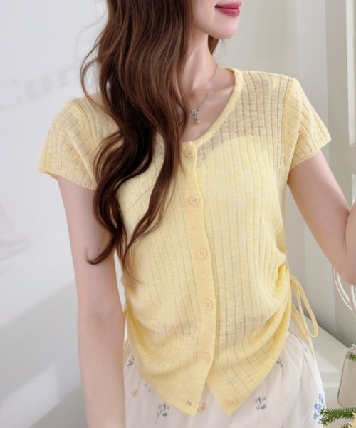 Ada.(エイダ)の「サイドドロスト Uネック シアー プルオーバー(Tシャツ/カットソー・レディース・ピンク/イエロー/アイボリー・FREE)」の9枚目の写真