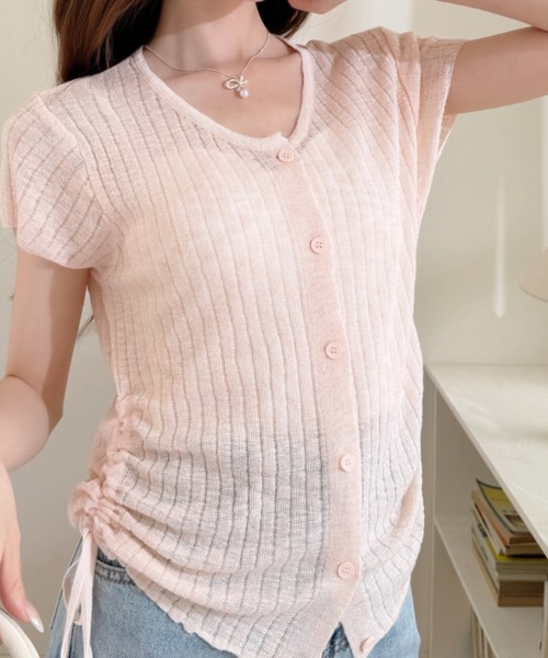 Ada.(エイダ)の「サイドドロスト Uネック シアー プルオーバー(Tシャツ/カットソー・レディース・ピンク/イエロー/アイボリー・FREE)」の13枚目の写真