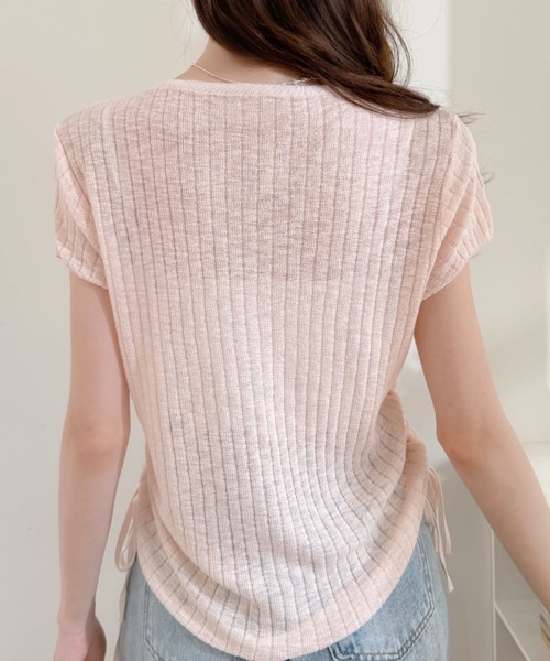 Ada.(エイダ)の「サイドドロスト Uネック シアー プルオーバー(Tシャツ/カットソー・レディース・ピンク/イエロー/アイボリー・FREE)」の12枚目の写真