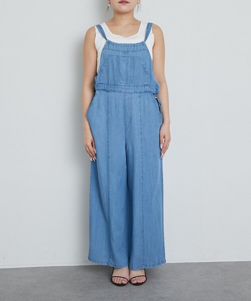 La boutique BonBon（ラブティックボンボン）の「セルロースデニムサロペット（ワンピース・レディース・サックスブルー・2）」の20枚目の写真