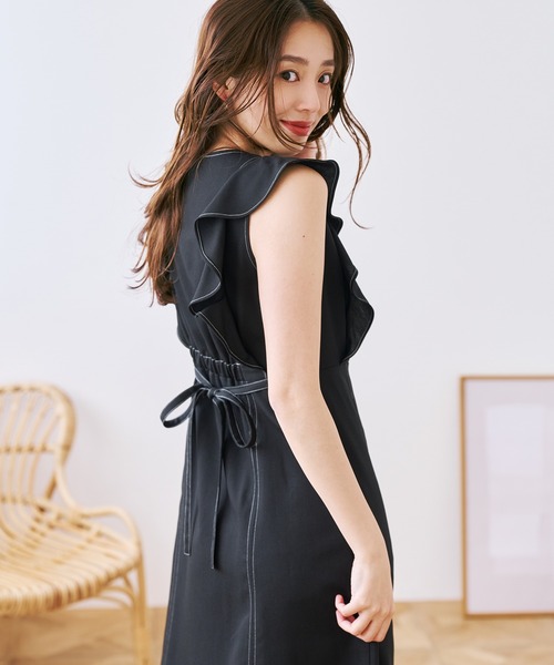 MISCH MASCH(ミッシュマッシュ)の「2026春夏新作 配色ステッチAラインワンピース(ワンピース・レディース・ホワイト/ブラック・S/M)」の15枚目の写真