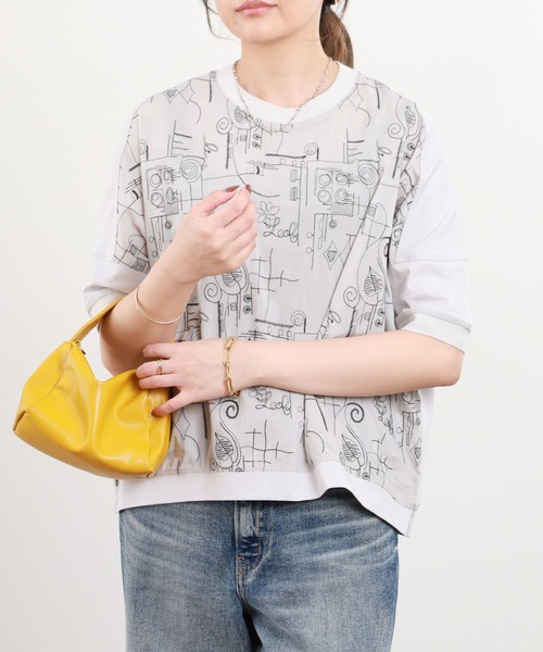 BRODIAEA(ブローディア)の「BRODIAEA 刺繍半袖カットソー(Tシャツ/カットソー・レディース・オフホワイト/シルバーグレー・40)」の5枚目の写真