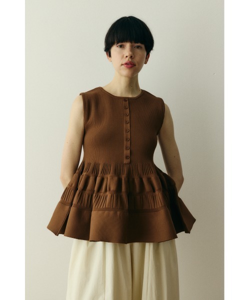 HeRIN.CYE(ヘリンドットサイ)の「Peplum knit tops / ペプラムニットトップス(ニット/セーター・レディース・ブラウン/グリーン/ブラック・FREE)」の3枚目の写真