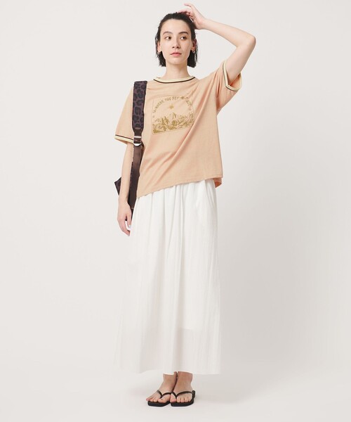 Russell Athletic(ラッセルアスレティック)の「【別注】<RUSSELL ATHLETIC>リンガー Tシャツ(Tシャツ/カットソー・レディース・ワインレッド/ライトグレー/ベージュ・FREE)」の3枚目の写真
