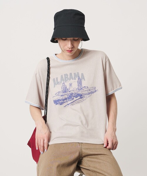 Russell Athletic(ラッセルアスレティック)の「【別注】<RUSSELL ATHLETIC>リンガー Tシャツ(Tシャツ/カットソー・レディース・ワインレッド/ライトグレー/ベージュ・FREE)」の2枚目の写真