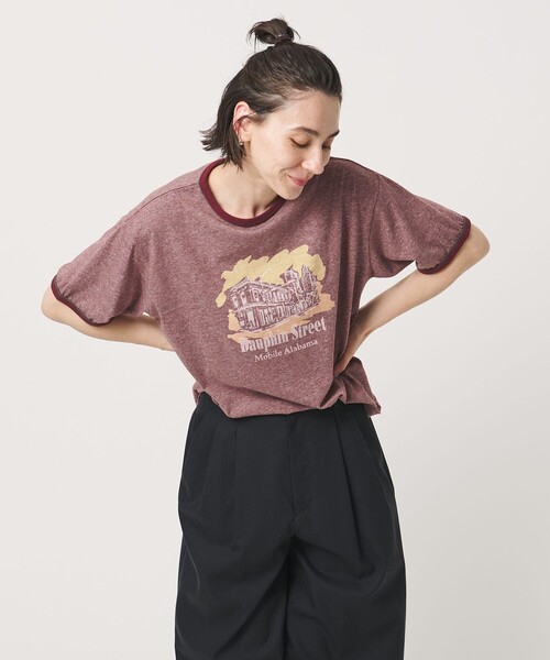 Russell Athletic(ラッセルアスレティック)の「【別注】<RUSSELL ATHLETIC>リンガー Tシャツ(Tシャツ/カットソー・レディース・ワインレッド/ライトグレー/ベージュ・FREE)」の4枚目の写真