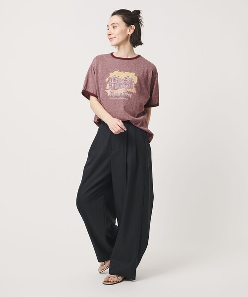 Russell Athletic(ラッセルアスレティック)の「【別注】<RUSSELL ATHLETIC>リンガー Tシャツ(Tシャツ/カットソー・レディース・ワインレッド/ライトグレー/ベージュ・FREE)」の6枚目の写真