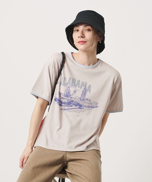 Russell Athletic(ラッセルアスレティック)の「【別注】<RUSSELL ATHLETIC>リンガー Tシャツ(Tシャツ/カットソー・レディース・ワインレッド/ライトグレー/ベージュ・FREE)」の11枚目の写真