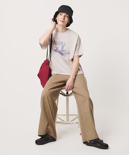 Russell Athletic(ラッセルアスレティック)の「【別注】<RUSSELL ATHLETIC>リンガー Tシャツ(Tシャツ/カットソー・レディース・ワインレッド/ライトグレー/ベージュ・FREE)」の12枚目の写真