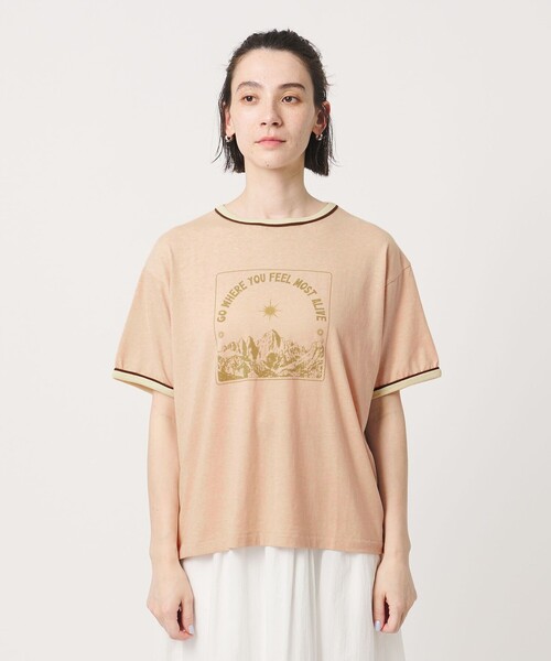 Russell Athletic(ラッセルアスレティック)の「【別注】<RUSSELL ATHLETIC>リンガー Tシャツ(Tシャツ/カットソー・レディース・ワインレッド/ライトグレー/ベージュ・FREE)」の13枚目の写真