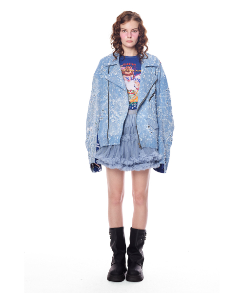GREEDILOUS(グリディアス)の「YH Baby Baking Denim Rider Jacket(デニムジャケット・レディース・その他・X-SMALL/SMALL/MEDIUM/LARGE)」の2枚目の写真