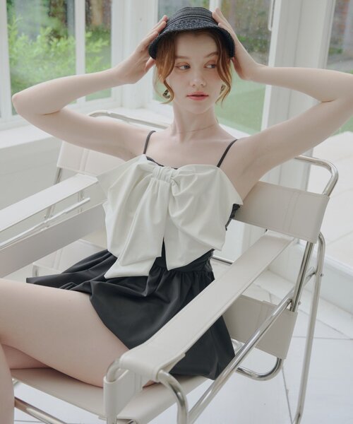 水着】【SALON by Chico】フロントBIGリボンワンピース+ショーツセット