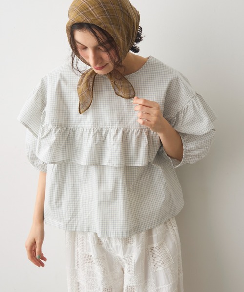 Crisp(クリスプ)の「front frill puff blouse / フロントフリルパフブラウス(シャツ/ブラウス・レディース・ブルー/アイボリー/ブラック・FREE)」の21枚目の写真