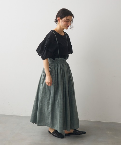 Crisp(クリスプ)の「front frill puff blouse / フロントフリルパフブラウス(シャツ/ブラウス・レディース・ブルー/アイボリー/ブラック・FREE)」の8枚目の写真