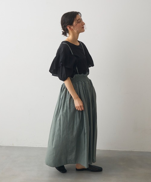 Crisp(クリスプ)の「front frill puff blouse / フロントフリルパフブラウス(シャツ/ブラウス・レディース・ブルー/アイボリー/ブラック・FREE)」の9枚目の写真