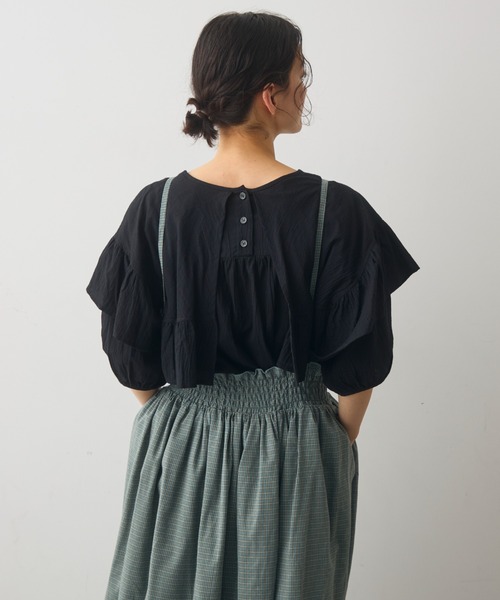 Crisp(クリスプ)の「front frill puff blouse / フロントフリルパフブラウス(シャツ/ブラウス・レディース・ブルー/アイボリー/ブラック・FREE)」の5枚目の写真