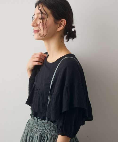 Crisp(クリスプ)の「front frill puff blouse / フロントフリルパフブラウス(シャツ/ブラウス・レディース・ブルー/アイボリー/ブラック・FREE)」の6枚目の写真