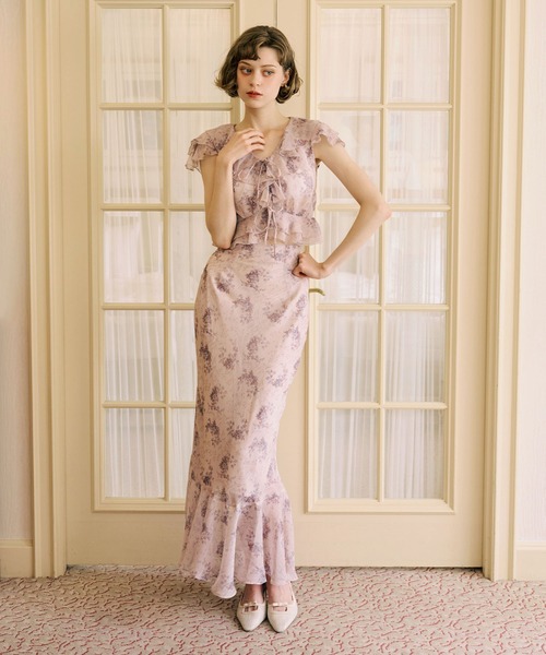 ME COUTURE(ミークチュール)の「Violetteラメシフォンスカート(スカート・レディース・ブラウン/ベビーピンク/アイボリー・1/0)」の3枚目の写真