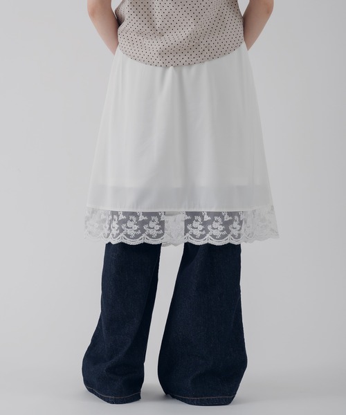 MUHET(ミュエータ)の「satin lace skirt / サテンレーススカート(スカート・レディース・ブラック/オフホワイト・MEDIUM/LARGE)」の7枚目の写真