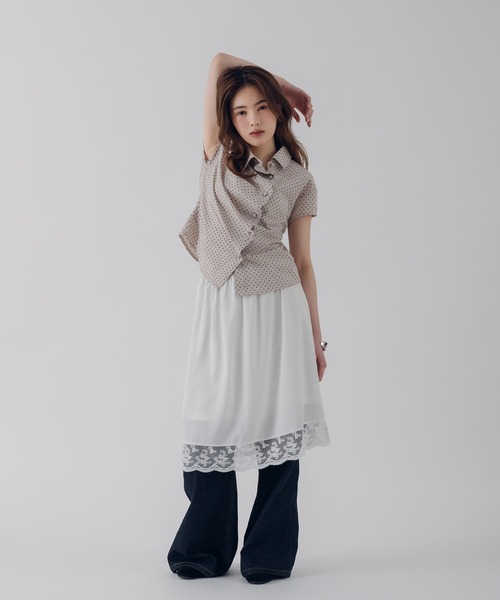 MUHET(ミュエータ)の「satin lace skirt / サテンレーススカート(スカート・レディース・ブラック/オフホワイト・MEDIUM/LARGE)」の11枚目の写真